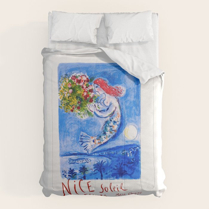 1962 FRANCE Marc Chagall Nice Soleil Fleurs Travel Poster Comforter