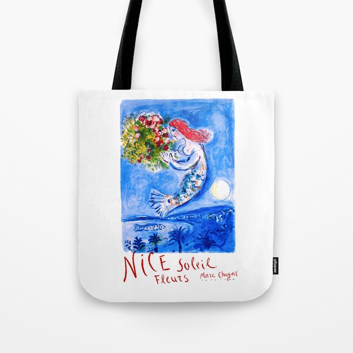 1962 FRANCE Marc Chagall Nice Soleil Fleurs Travel Poster Tote Bag