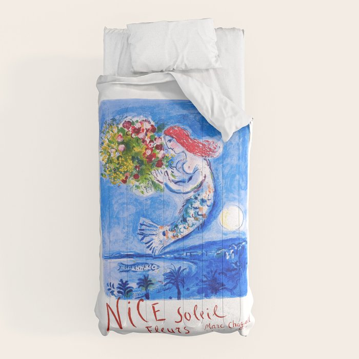 1962 FRANCE Marc Chagall Nice Soleil Fleurs Travel Poster Comforter