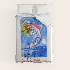 1962 FRANCE Marc Chagall Nice Soleil Fleurs Travel Poster Duvet Cover