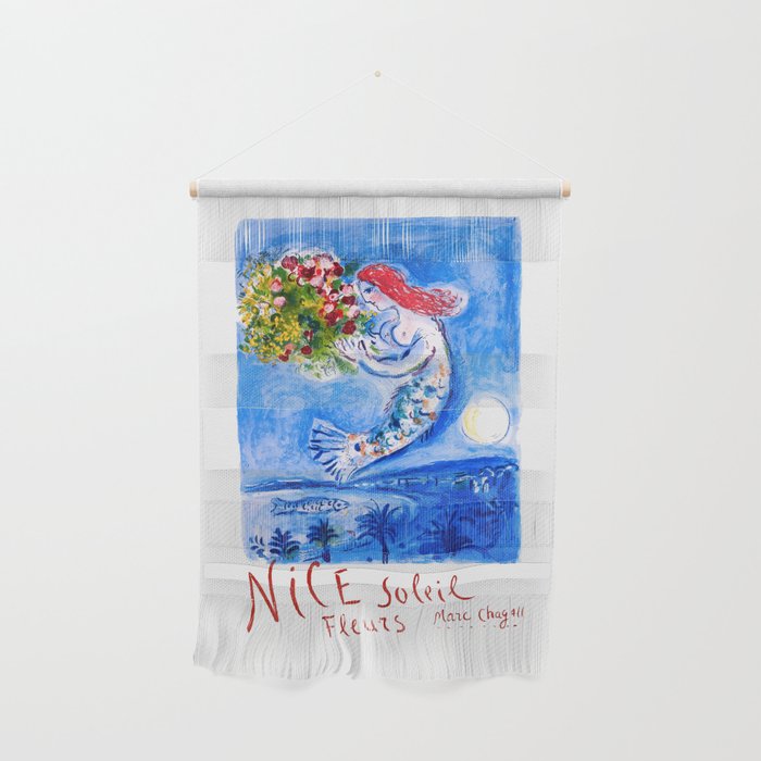 1962 FRANCE Marc Chagall Nice Soleil Fleurs Travel Poster Wall Hanging