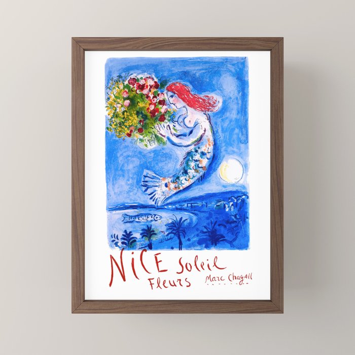 1962 FRANCE Marc Chagall Nice Soleil Fleurs Travel Poster Mini Art Print
