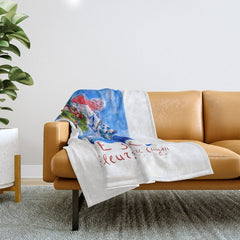 1962 FRANCE Marc Chagall Nice Soleil Fleurs Travel Poster Throw Blanket