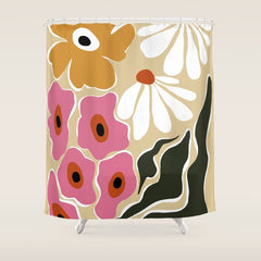 70's Retro garden   Shower Curtain