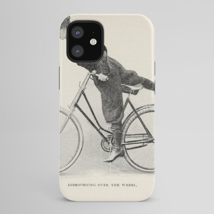 "Dismounting Over the Wheel" from "Bicycling for Ladies" by Maria E. Ward, 1896 iPhone Case
