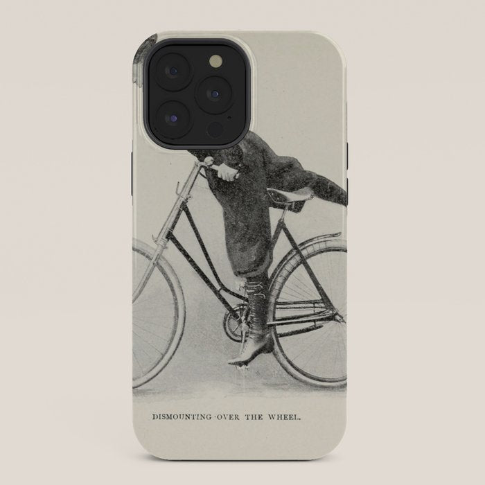 "Dismounting Over the Wheel" from "Bicycling for Ladies" by Maria E. Ward, 1896 iPhone Case