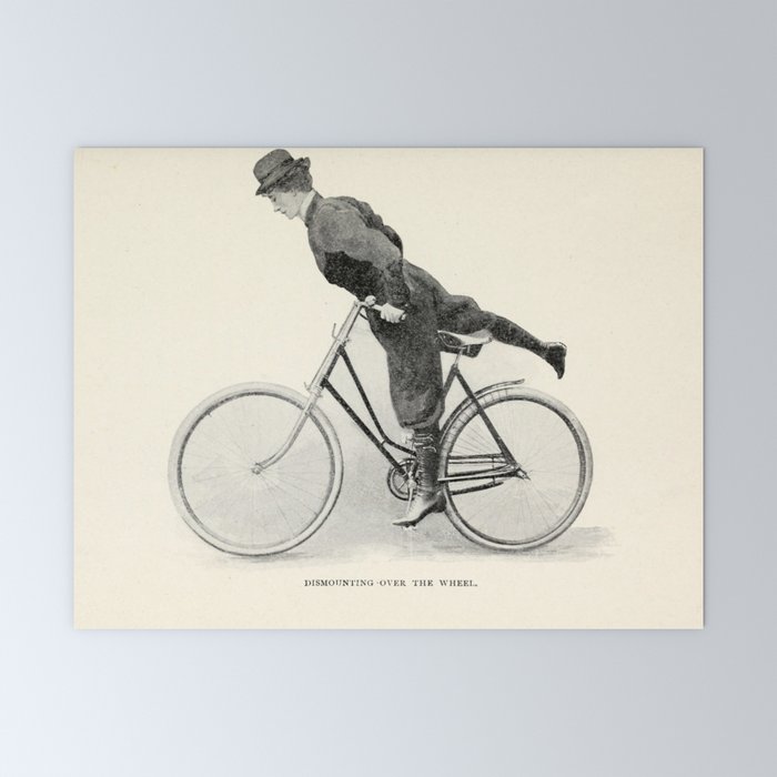 "Dismounting Over the Wheel" from "Bicycling for Ladies" by Maria E. Ward, 1896 Mini Art Print