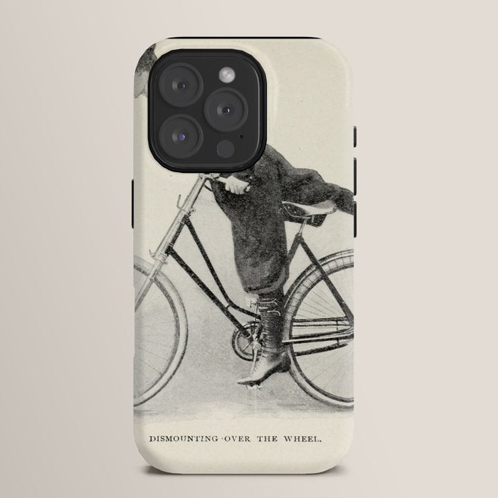 "Dismounting Over the Wheel" from "Bicycling for Ladies" by Maria E. Ward, 1896 iPhone Case