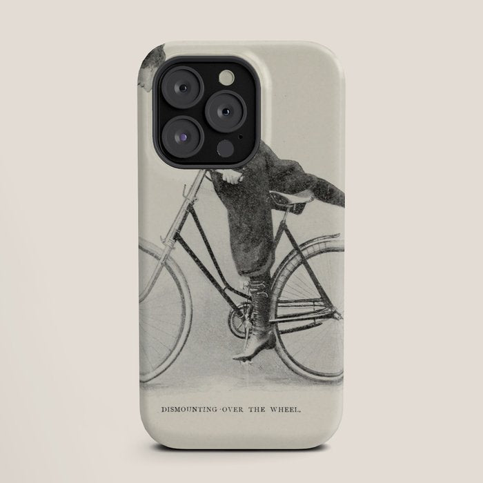 "Dismounting Over the Wheel" from "Bicycling for Ladies" by Maria E. Ward, 1896 iPhone Case