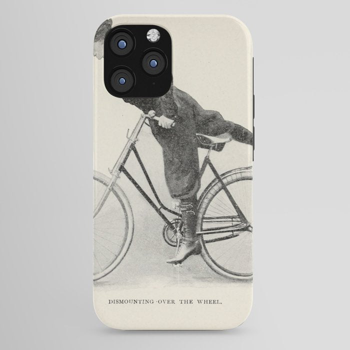"Dismounting Over the Wheel" from "Bicycling for Ladies" by Maria E. Ward, 1896 iPhone Case