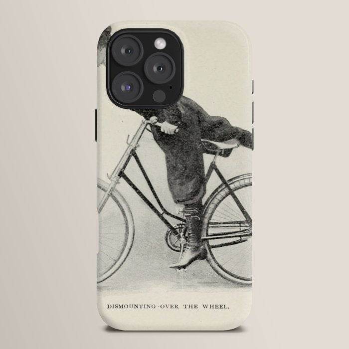 "Dismounting Over the Wheel" from "Bicycling for Ladies" by Maria E. Ward, 1896 iPhone Case