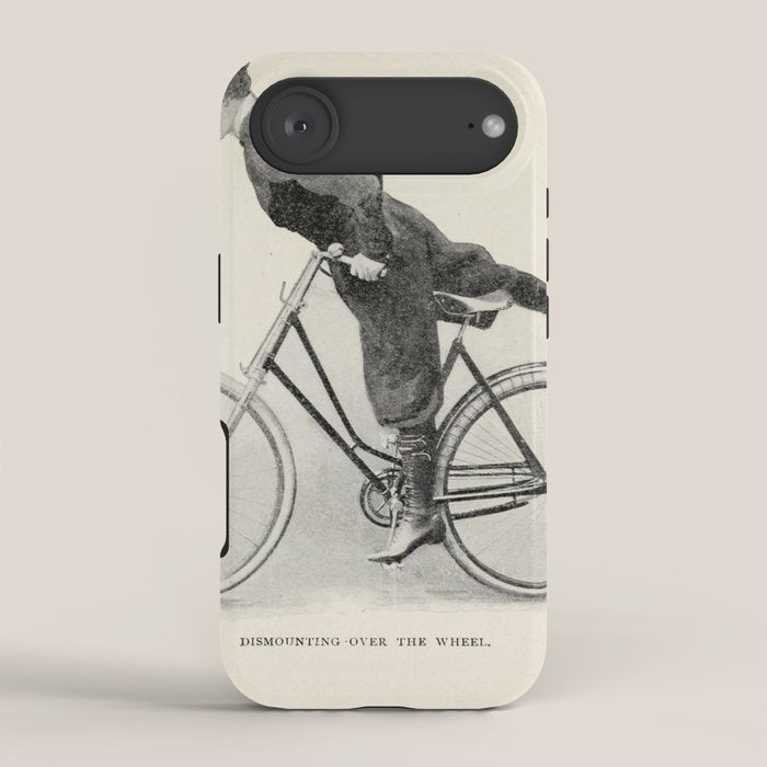 "Dismounting Over the Wheel" from "Bicycling for Ladies" by Maria E. Ward, 1896 iPhone Case