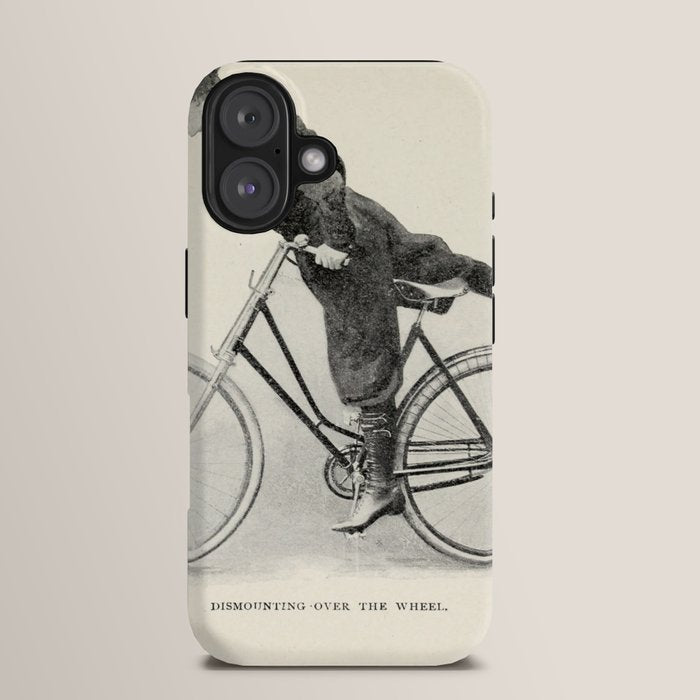 "Dismounting Over the Wheel" from "Bicycling for Ladies" by Maria E. Ward, 1896 iPhone Case