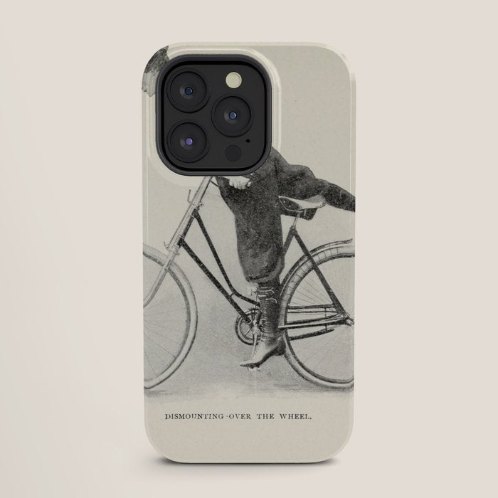 "Dismounting Over the Wheel" from "Bicycling for Ladies" by Maria E. Ward, 1896 iPhone Case
