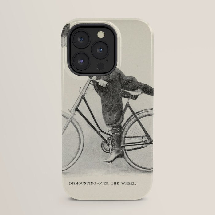 "Dismounting Over the Wheel" from "Bicycling for Ladies" by Maria E. Ward, 1896 iPhone Case