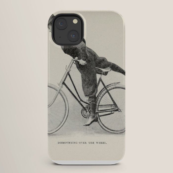 "Dismounting Over the Wheel" from "Bicycling for Ladies" by Maria E. Ward, 1896 iPhone Case