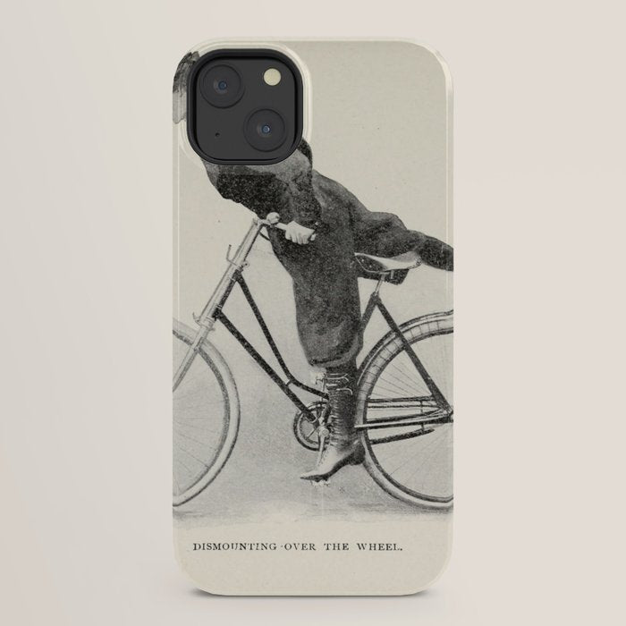 "Dismounting Over the Wheel" from "Bicycling for Ladies" by Maria E. Ward, 1896 iPhone Case