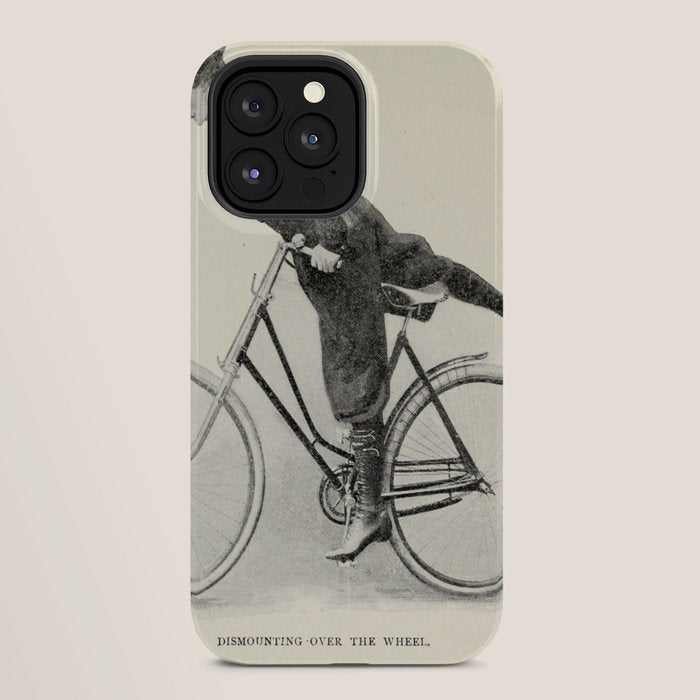 "Dismounting Over the Wheel" from "Bicycling for Ladies" by Maria E. Ward, 1896 iPhone Case