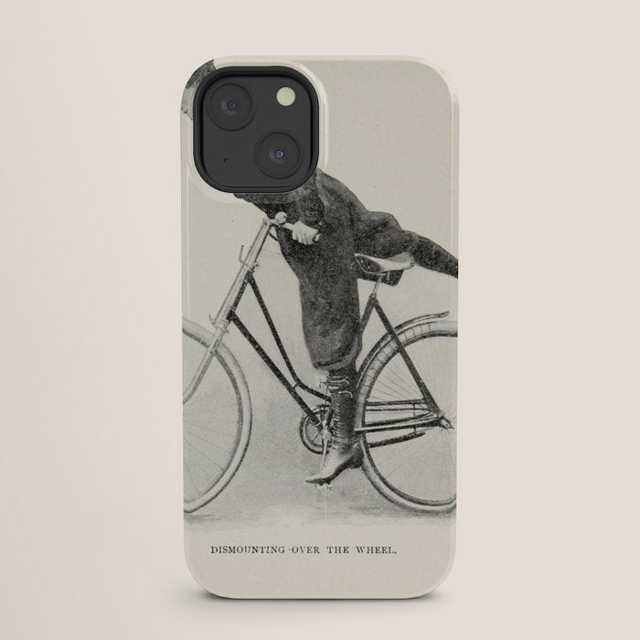 "Dismounting Over the Wheel" from "Bicycling for Ladies" by Maria E. Ward, 1896 iPhone Case