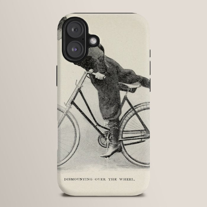 "Dismounting Over the Wheel" from "Bicycling for Ladies" by Maria E. Ward, 1896 iPhone Case