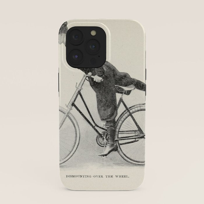 "Dismounting Over the Wheel" from "Bicycling for Ladies" by Maria E. Ward, 1896 iPhone Case