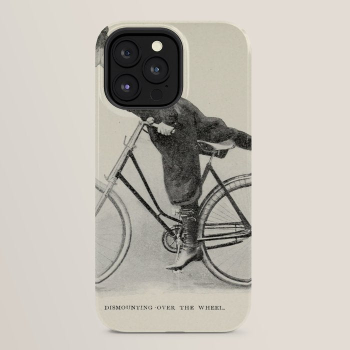 "Dismounting Over the Wheel" from "Bicycling for Ladies" by Maria E. Ward, 1896 iPhone Case