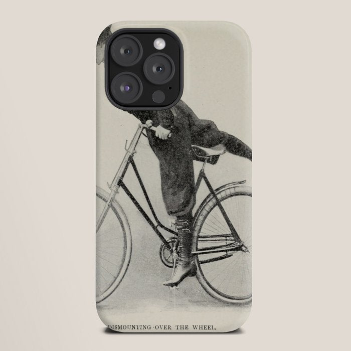 "Dismounting Over the Wheel" from "Bicycling for Ladies" by Maria E. Ward, 1896 iPhone Case