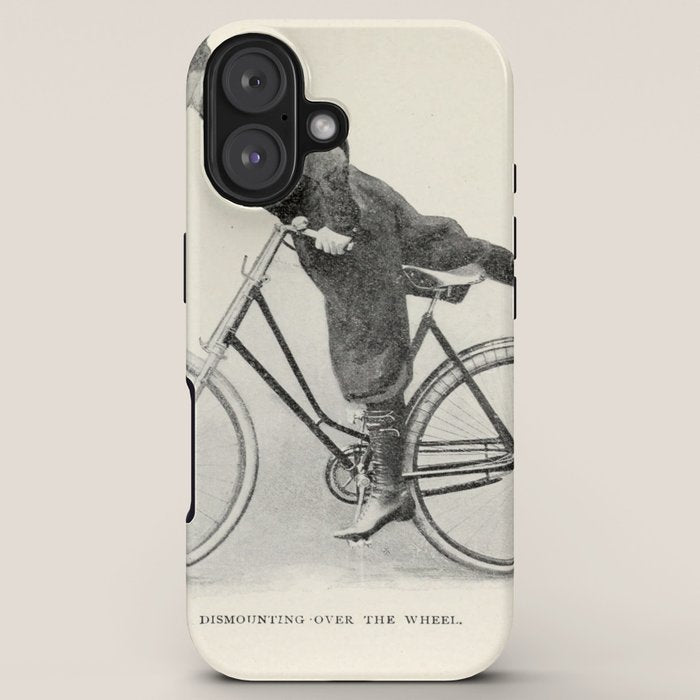 "Dismounting Over the Wheel" from "Bicycling for Ladies" by Maria E. Ward, 1896 iPhone Case