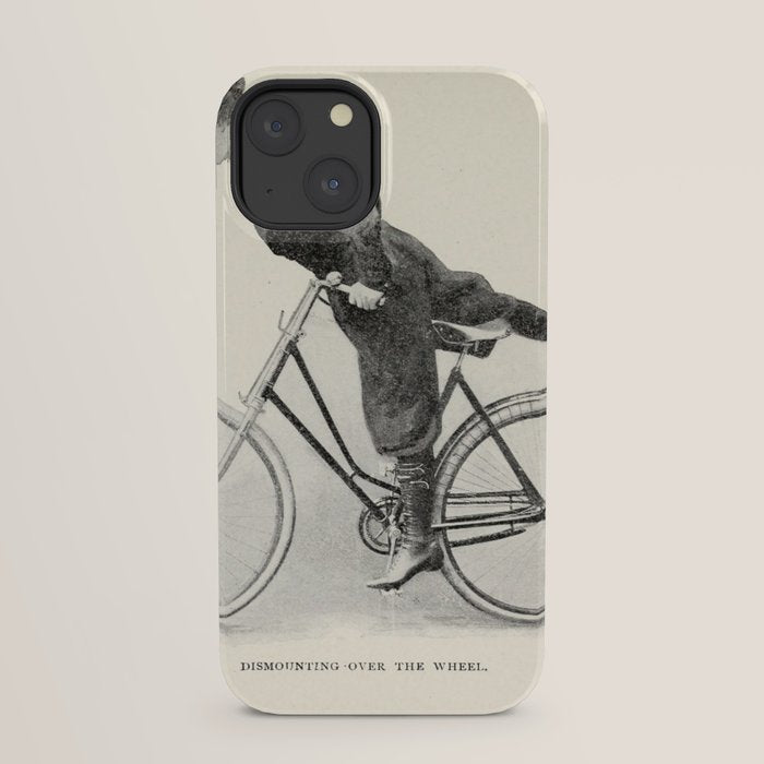 "Dismounting Over the Wheel" from "Bicycling for Ladies" by Maria E. Ward, 1896 iPhone Case