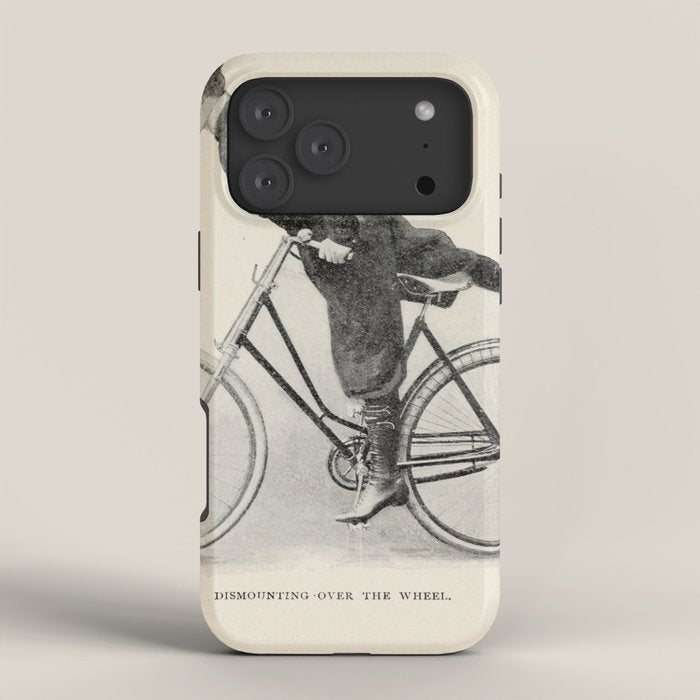 "Dismounting Over the Wheel" from "Bicycling for Ladies" by Maria E. Ward, 1896 iPhone Case