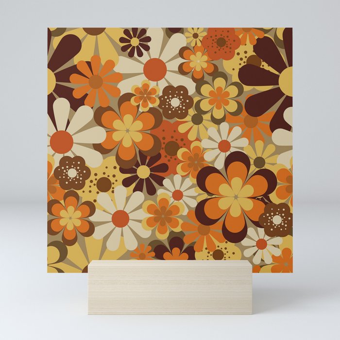 70's Floral Prints, Retro Art Mini Art Print