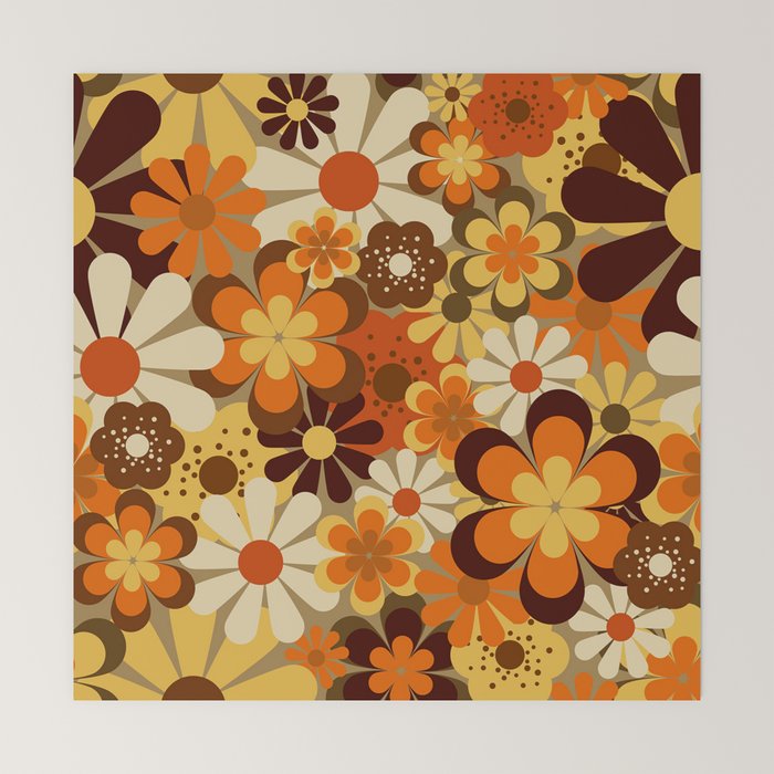70's Floral Prints, Retro Art Mini Art Print
