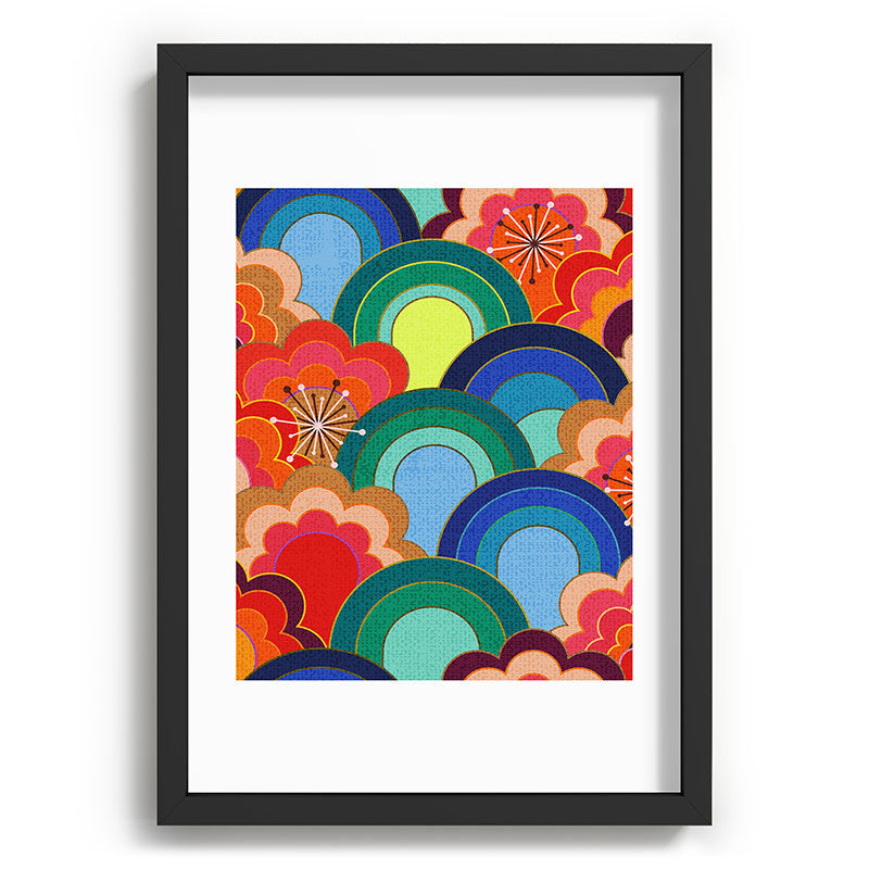 70s rainbow flowers sunset colors Framed Art Print