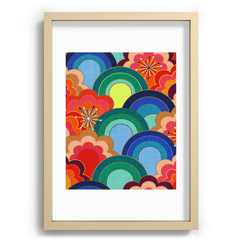 70s rainbow flowers sunset colors Framed Art Print