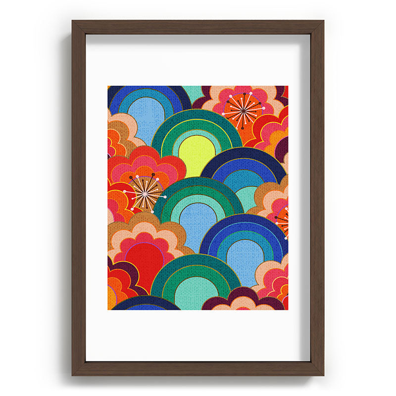 70s rainbow flowers sunset colors Framed Art Print