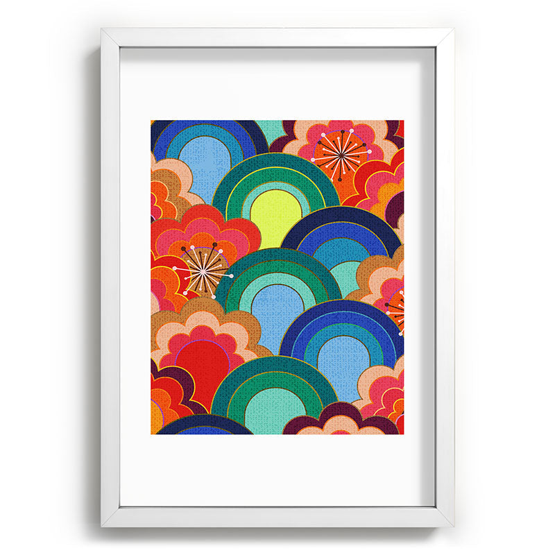 70s rainbow flowers sunset colors Framed Art Print