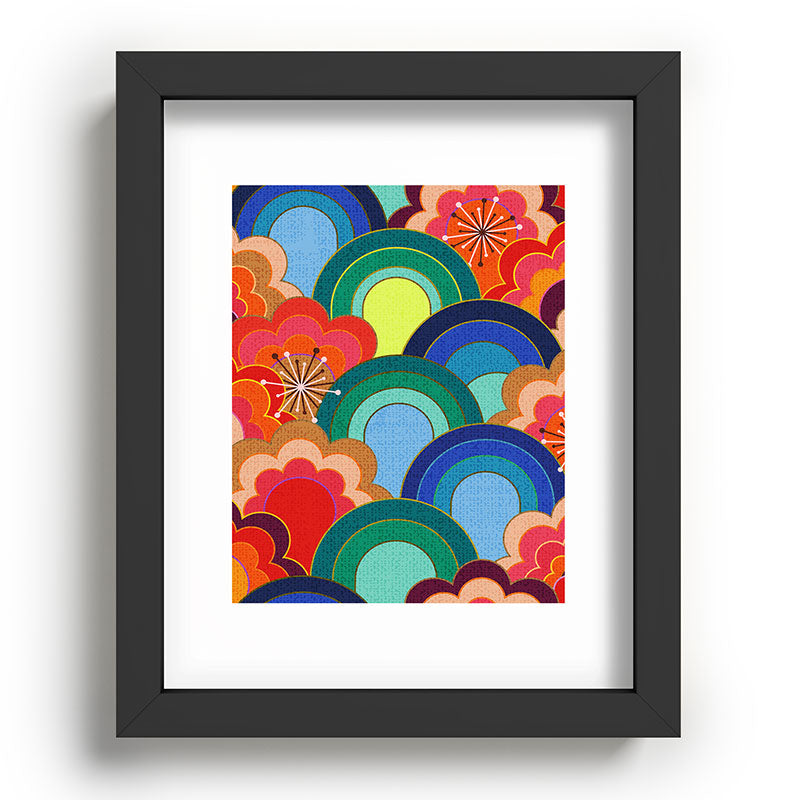 70s rainbow flowers sunset colors Framed Art Print