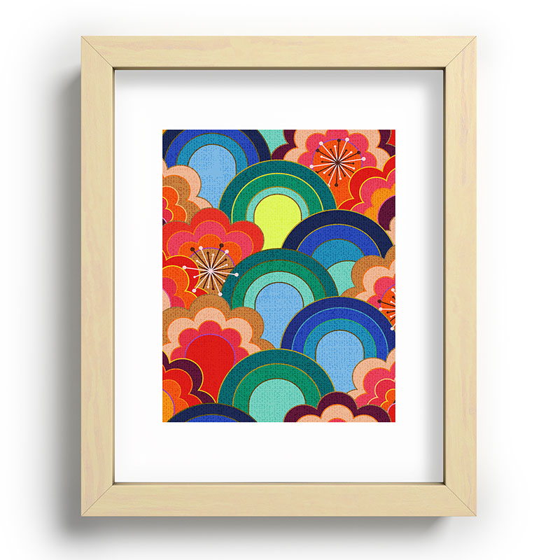 70s rainbow flowers sunset colors Framed Art Print