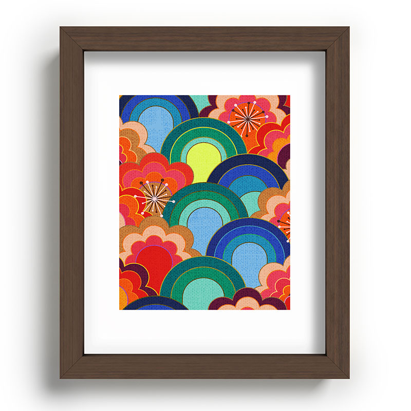 70s rainbow flowers sunset colors Framed Art Print