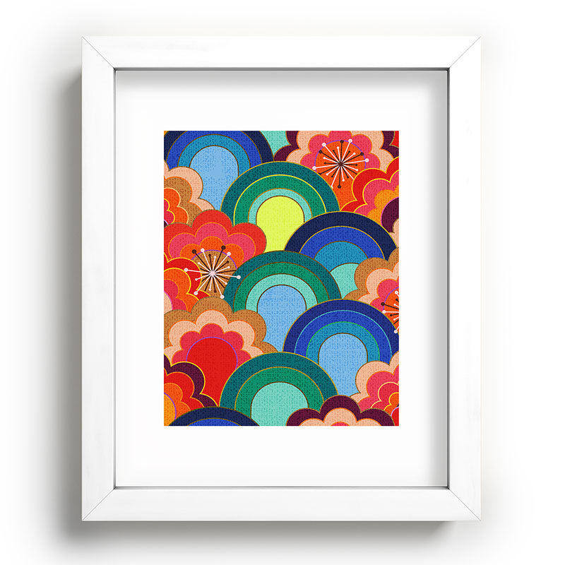 70s rainbow flowers sunset colors Framed Art Print