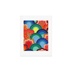 70s rainbow flowers sunset colors Art Print
