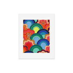 70s rainbow flowers sunset colors Art Print