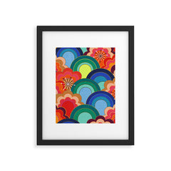 70s rainbow flowers sunset colors Framed Art Print