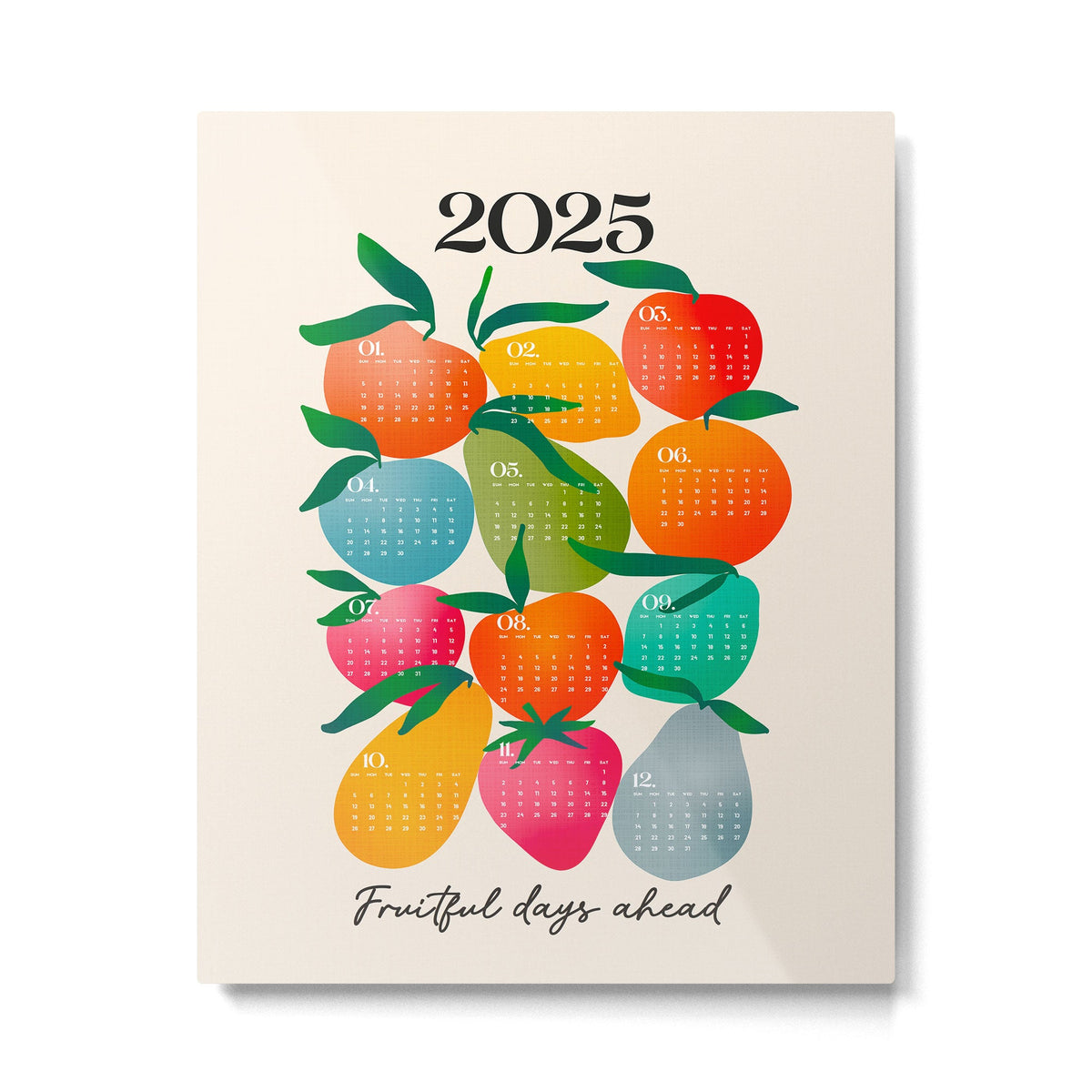 2025 BRIGHT FRUIT MARKET CALENDAR Metal Print