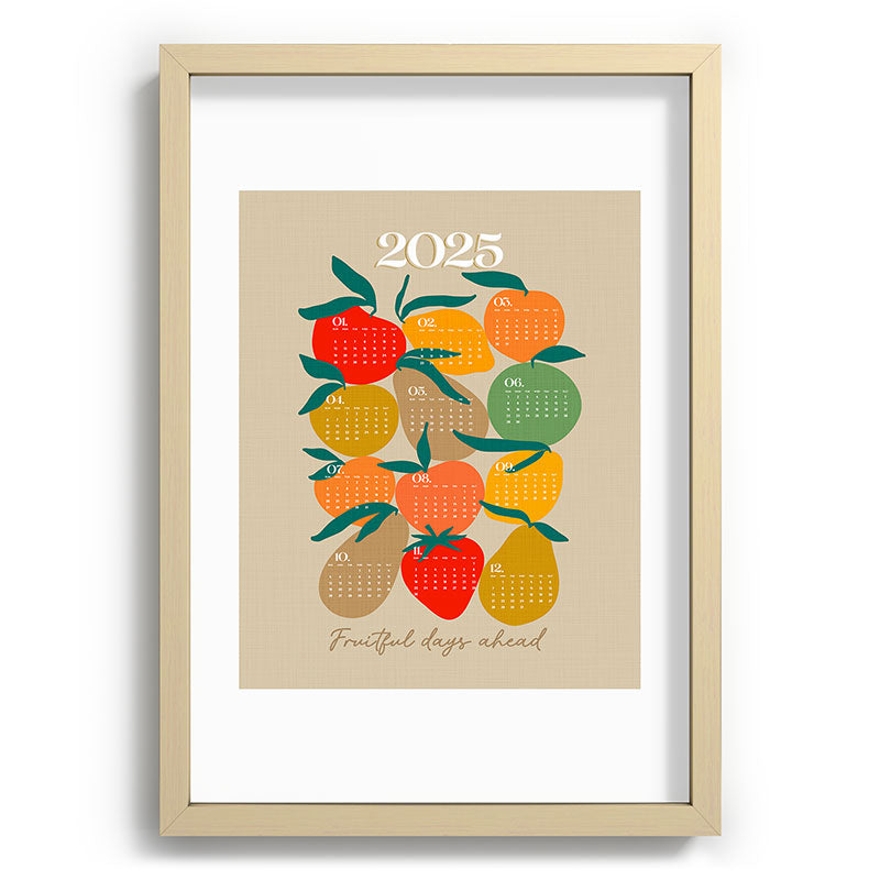 2025 RETRO FRUIT MARKET CALENDAR Framed Art Print