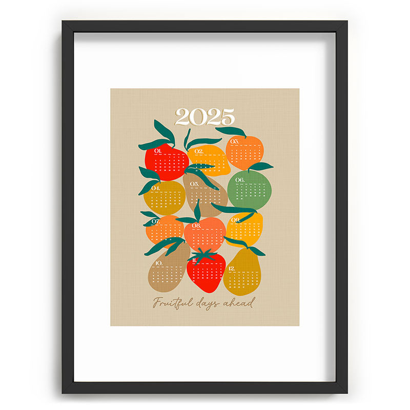 2025 RETRO FRUIT MARKET CALENDAR Framed Art Print