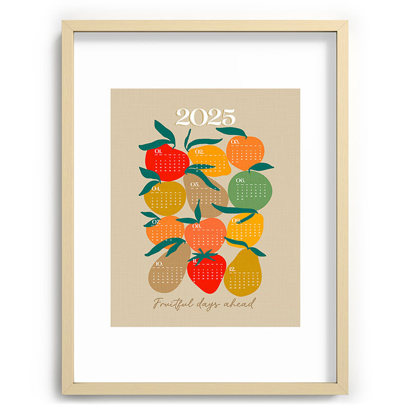 2025 RETRO FRUIT MARKET CALENDAR Framed Art Print