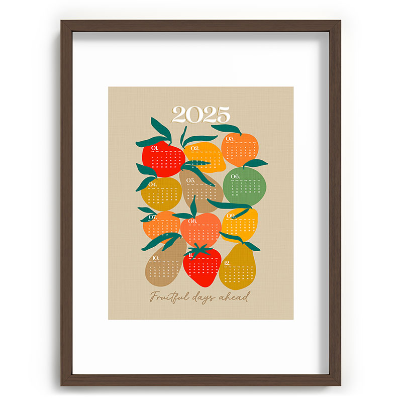 2025 RETRO FRUIT MARKET CALENDAR Framed Art Print