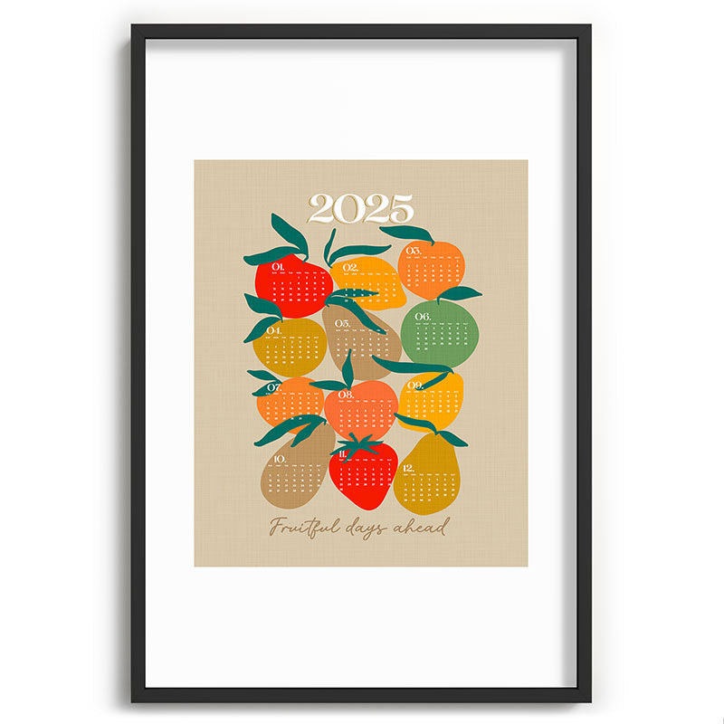 2025 RETRO FRUIT MARKET CALENDAR Framed Art Print