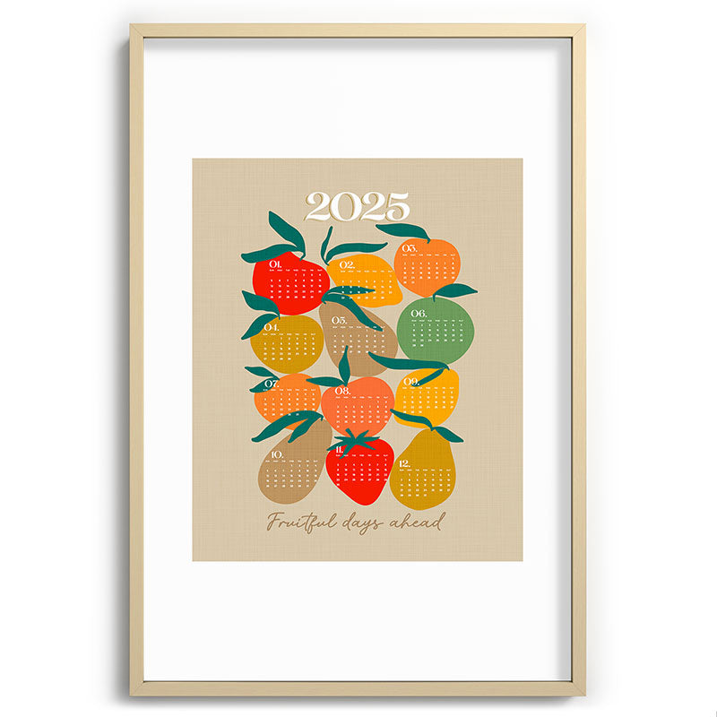 2025 RETRO FRUIT MARKET CALENDAR Framed Art Print